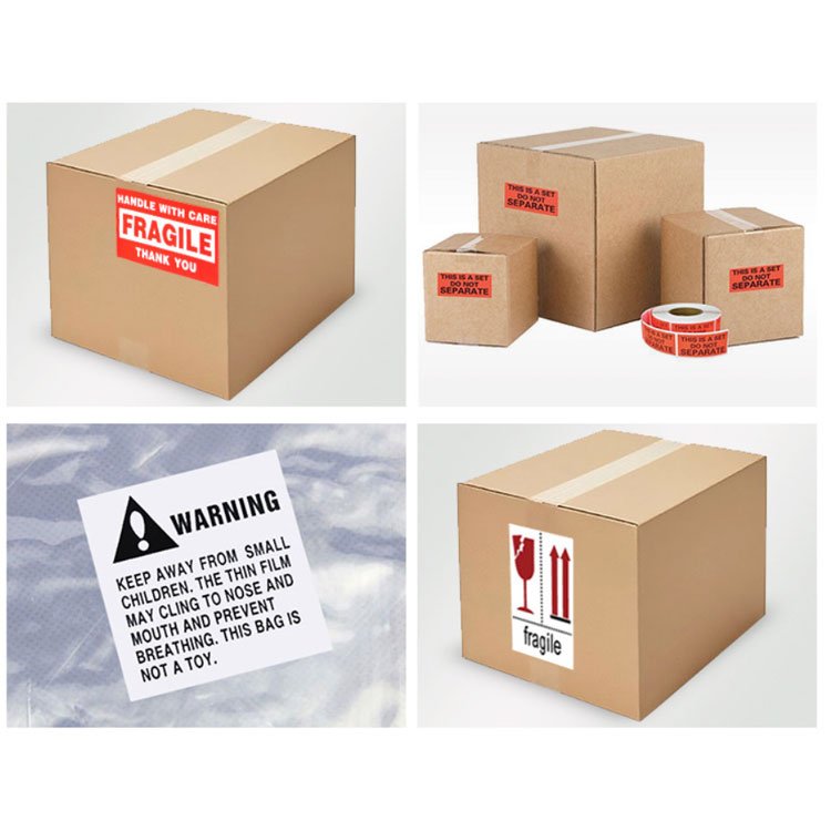 High quality Custom Printed Fragile label Sticker Vinyl Label Sticker Strong Adhesive Warning Stickers