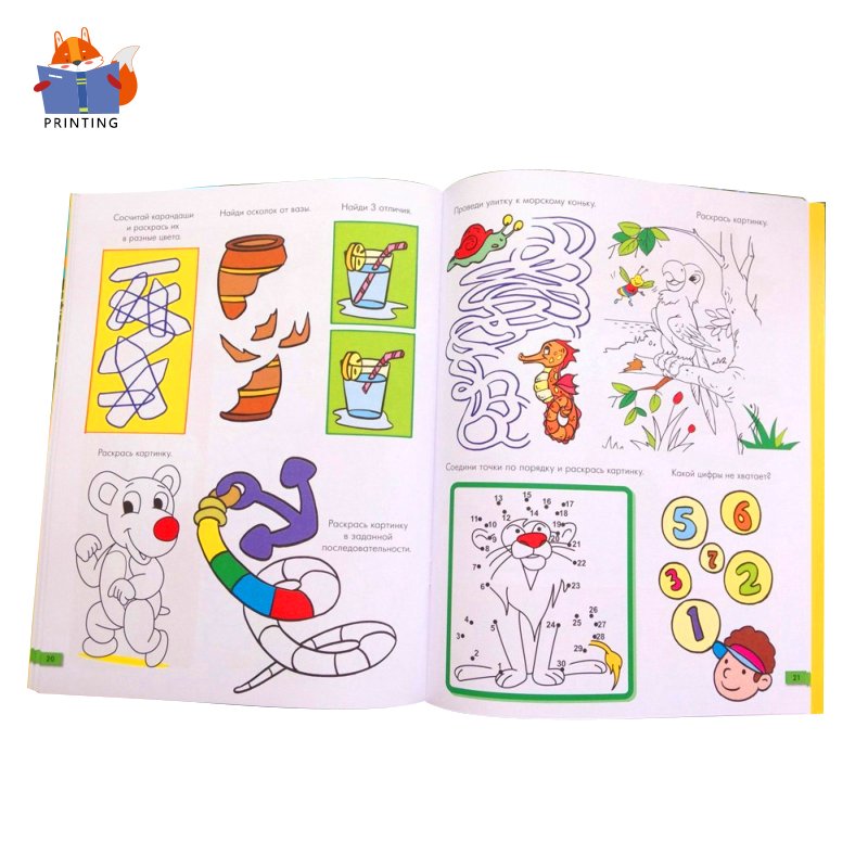 Print On Demand Custom Publishing Services Educational Kids Sticker Sheet Coloring Book Printing Preschool Activity