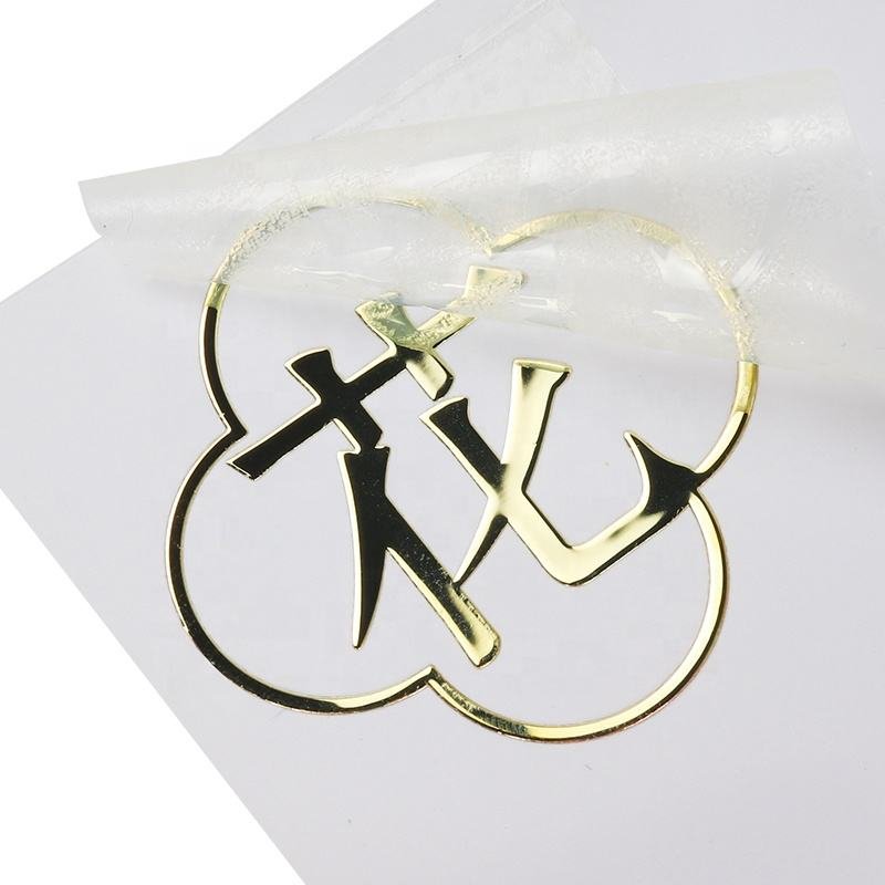 3d golden silver custom self adhesive metal transfer sticker logo 100pcs