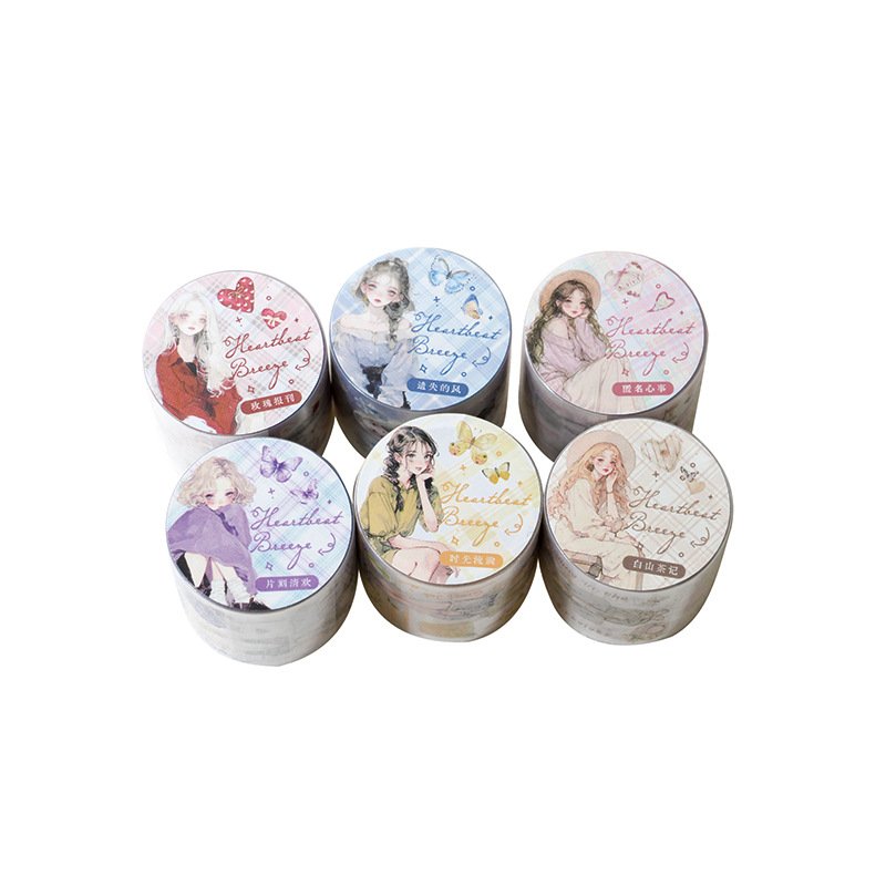 1 roll/piece matte PET tape Heartbeat Evening Breeze series salt series girl's hand account circulating sticker 6 styles