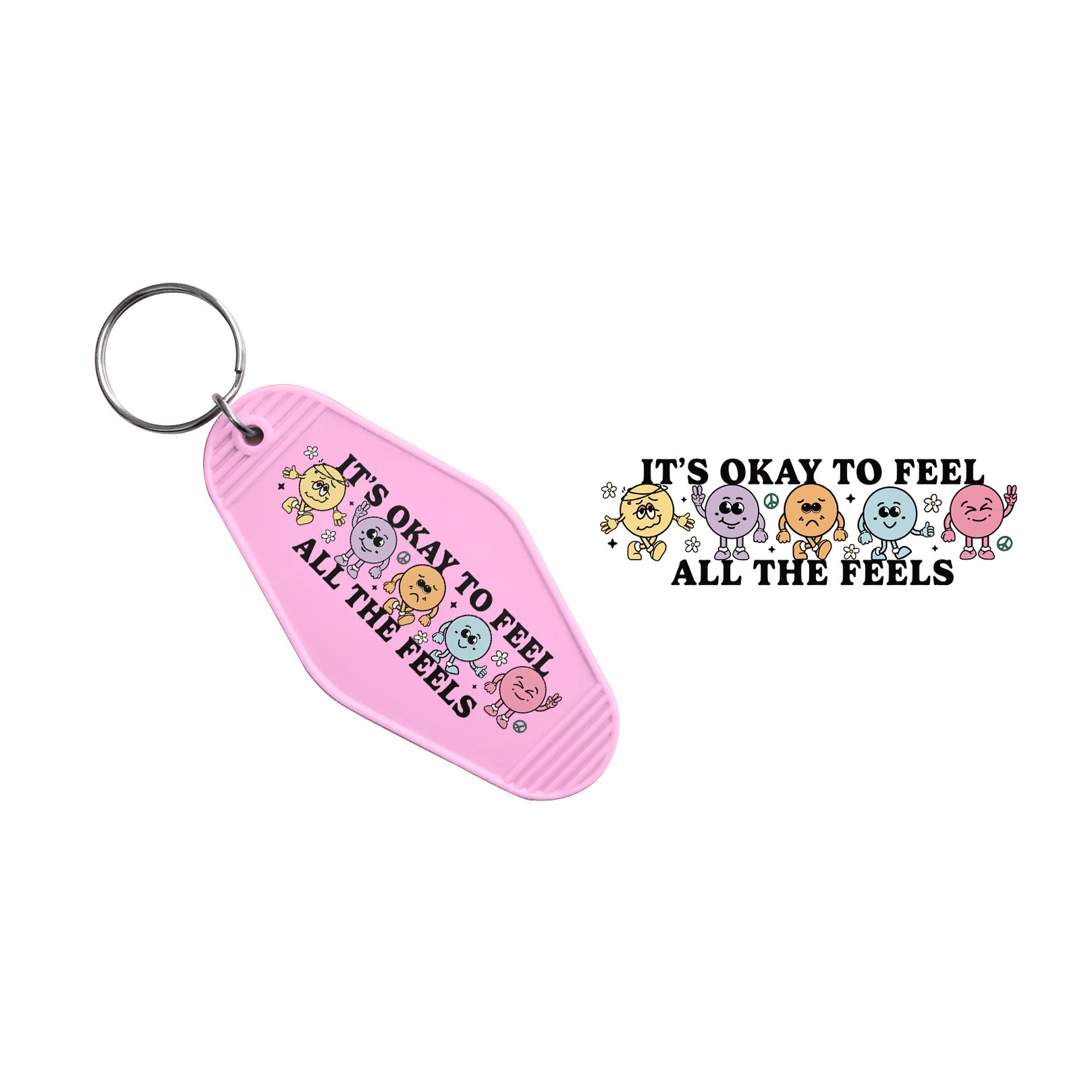 Factory Wholesale UV DTF Keychain Decals Custom uvdtf Transfer Stickers Motel Keychain keyring Decals