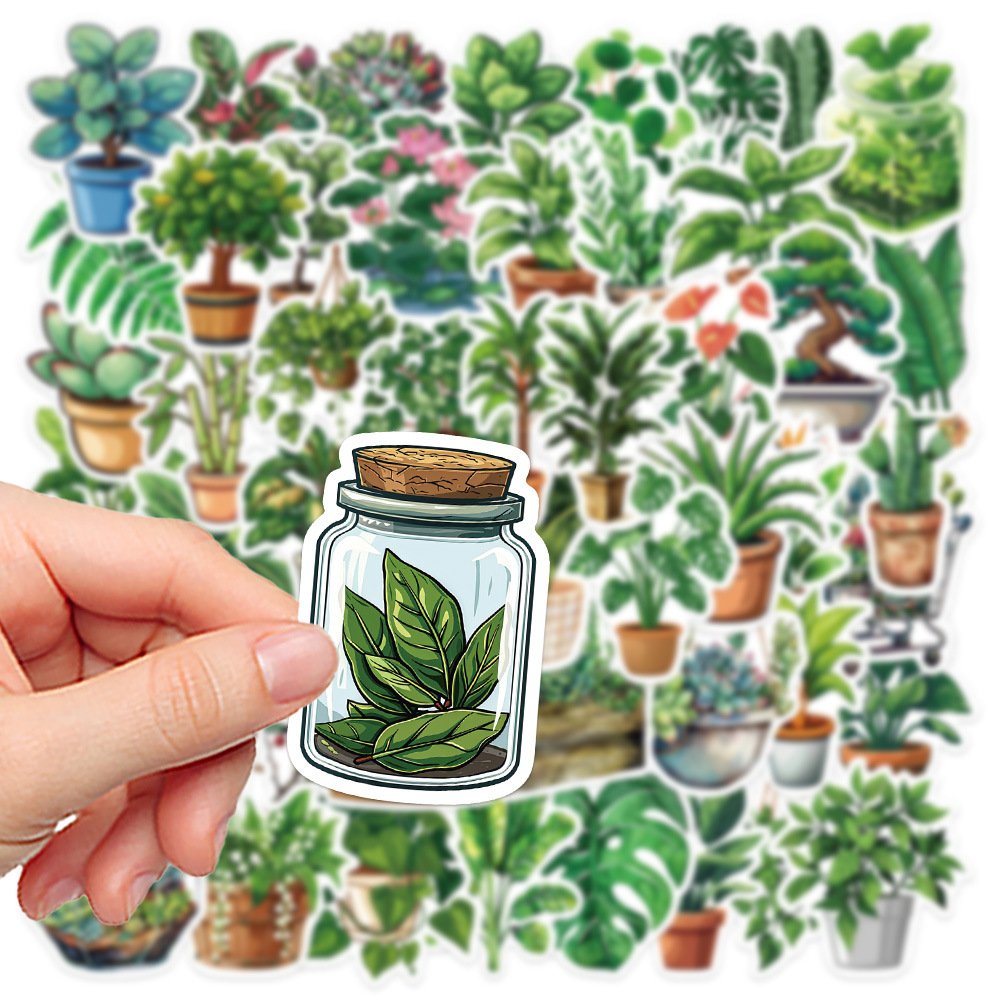 50pcs Spring leave aloe cactus succulent green plant sticker