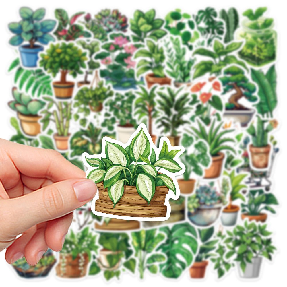 50pcs Spring leave aloe cactus succulent green plant sticker