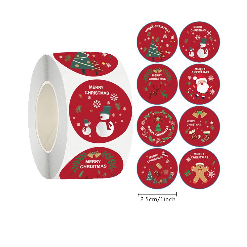 In stock 500pcs/roll Self-adhesive sticker label Christmas gift decoration 1 inch stickers thank you