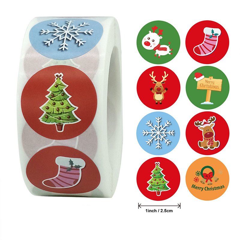In stock 500pcs/roll Self-adhesive sticker label Christmas gift decoration 1 inch stickers thank you