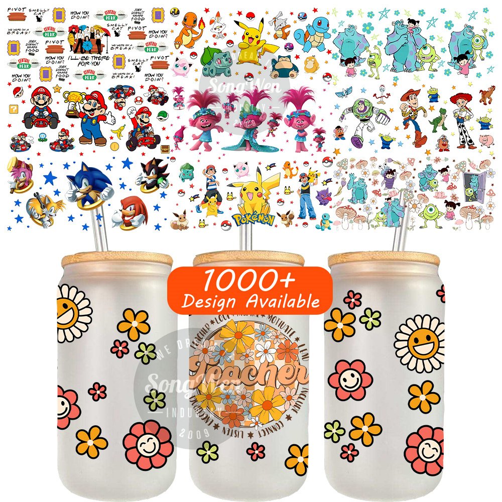 custom Vinyl 16oz uv dtf cup wraps bulk waterproof uv dtf cup wrap transfers anime transfers sticker uv dtf libby wrap for cups