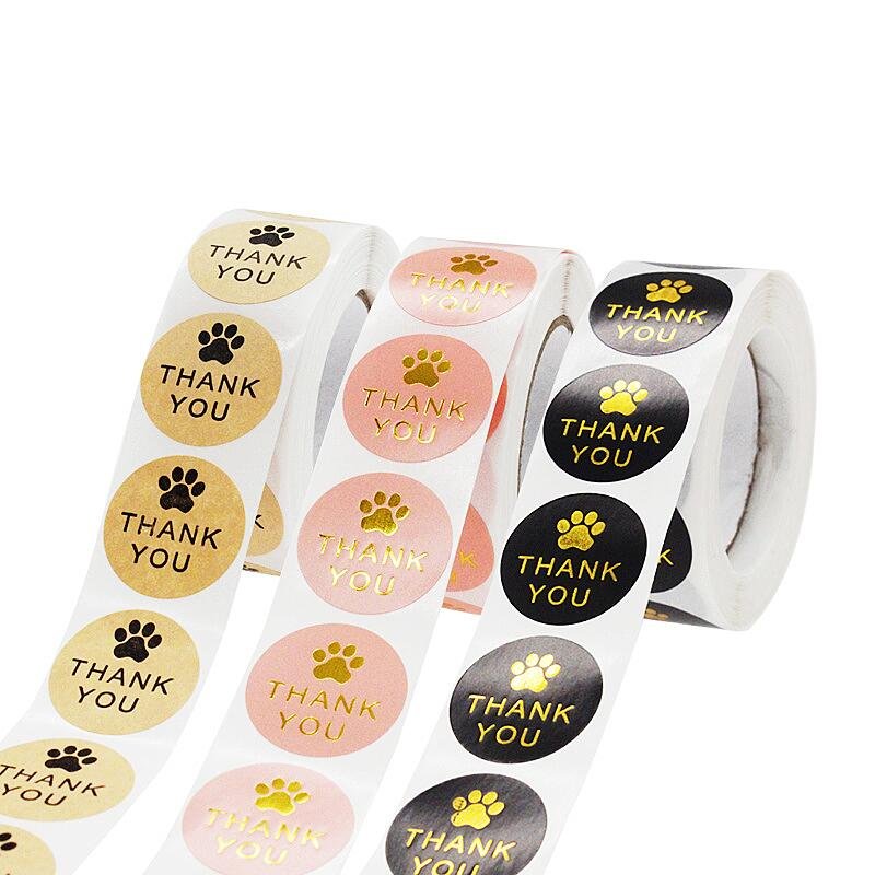 Customized round roll kraft paper label thank you for supporting my small business sticker