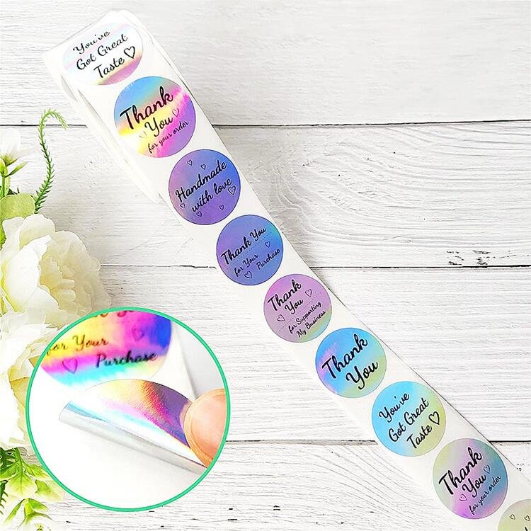 Customized round roll kraft paper label thank you for supporting my small business sticker