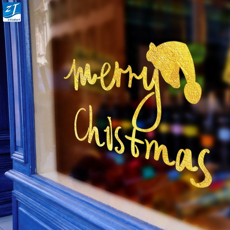 Custom printing christmas window holiday stickers/glow in the dark christmas label sticker/merry christmas gift sticker roll