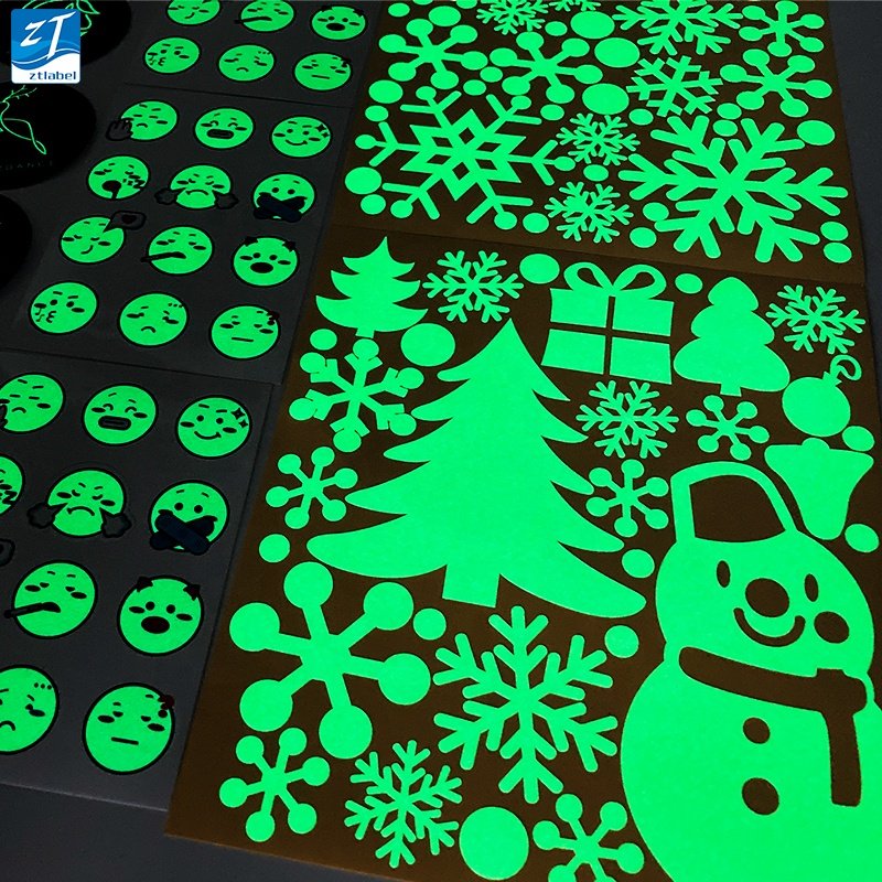 Custom printing christmas window holiday stickers/glow in the dark christmas label sticker/merry christmas gift sticker roll