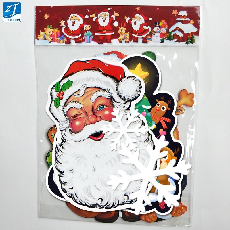 Custom printing christmas window holiday stickers/glow in the dark christmas label sticker/merry christmas gift sticker roll