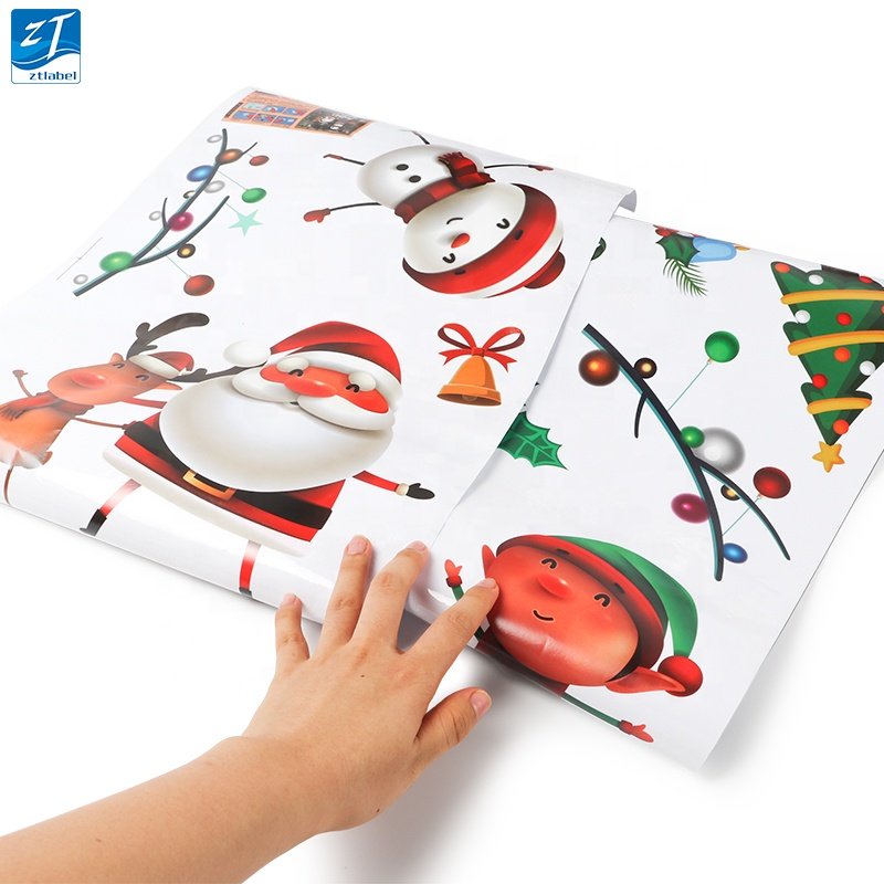 Custom printing christmas window holiday stickers/glow in the dark christmas label sticker/merry christmas gift sticker roll