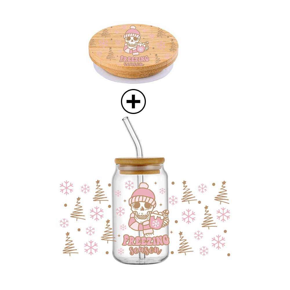Custom Popular Printing UV DTF Libbey Cup Wraps UV DTF Printing cup wraps Transfer with 2.5inch Cup cap sticker For 16oz Tumbler
