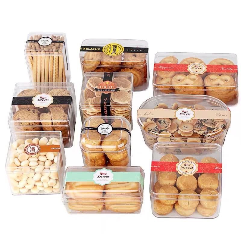 Various Sizes Can Add Stickers Transparent Plastic PS Hard Cake Box Biscuits Candy Sandwich Mousse Box