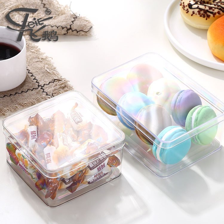 Various Sizes Can Add Stickers Transparent Plastic PS Hard Cake Box Biscuits Candy Sandwich Mousse Box