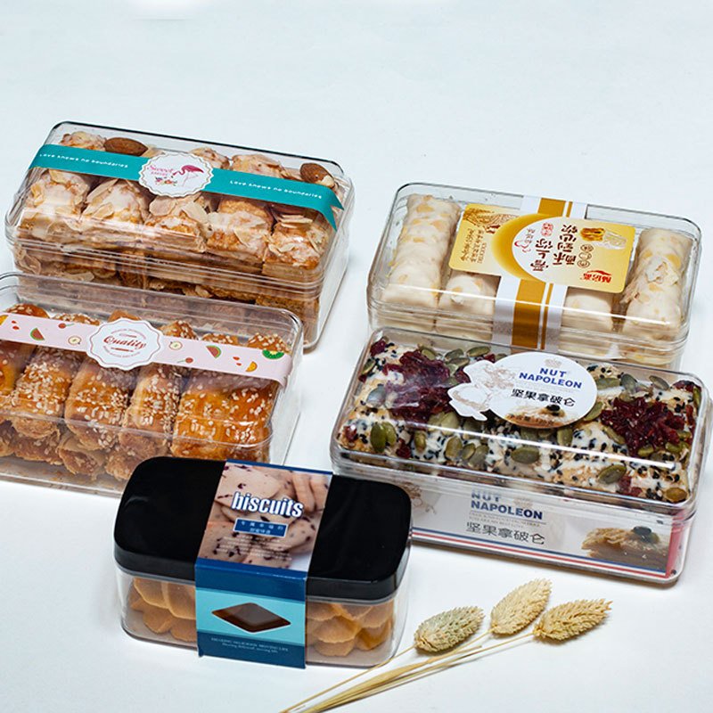 Various Sizes Can Add Stickers Transparent Plastic PS Hard Cake Box Biscuits Candy Sandwich Mousse Box