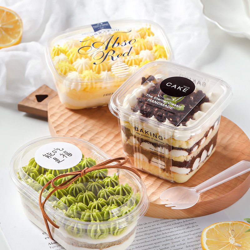 Various Sizes Can Add Stickers Transparent Plastic PS Hard Cake Box Biscuits Candy Sandwich Mousse Box