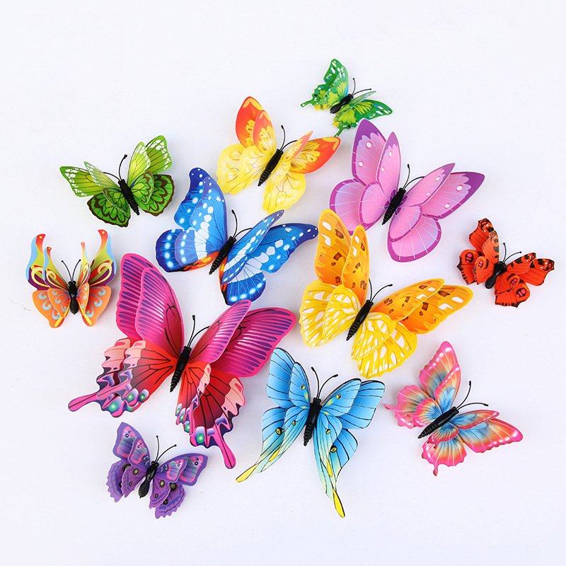 Home decor glow in the dark adhesive led 3d butterfly wall stickers