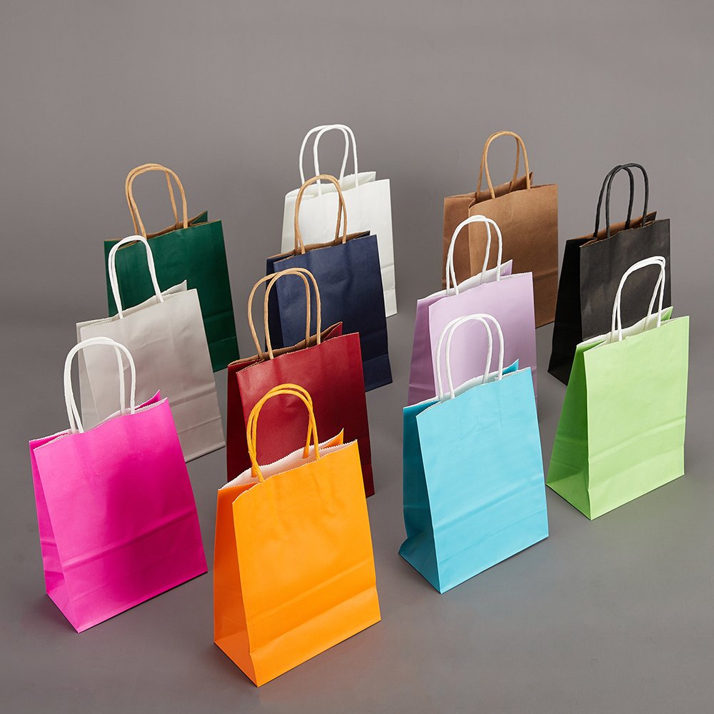 Shopping Paper Bag Clothing ZHEJIANG with Handles Kraft Gift Craft Christmas Ruthbag Custom Printed Your Own Logo White Brown