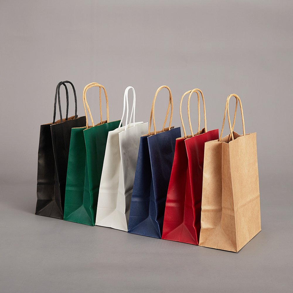 Shopping Paper Bag Clothing ZHEJIANG with Handles Kraft Gift Craft Christmas Ruthbag Custom Printed Your Own Logo White Brown