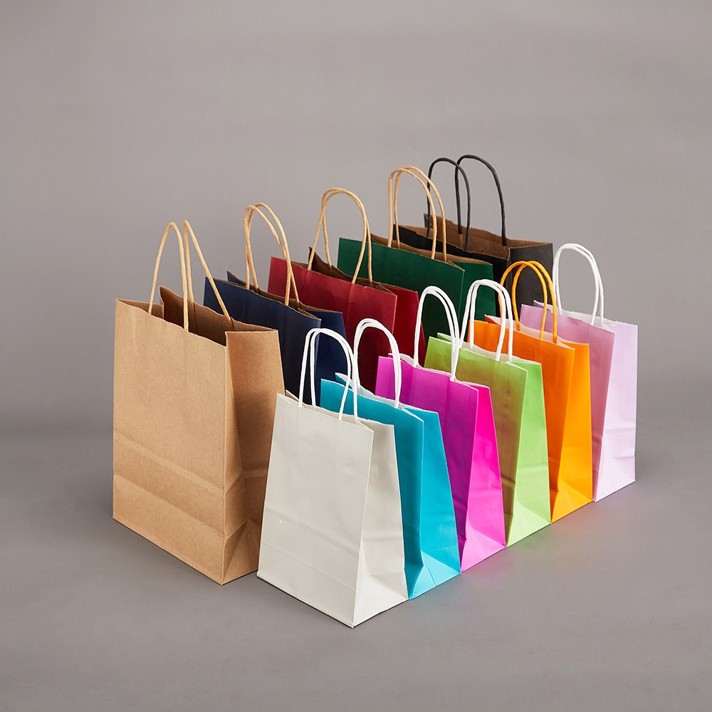 Shopping Paper Bag Clothing ZHEJIANG with Handles Kraft Gift Craft Christmas Ruthbag Custom Printed Your Own Logo White Brown