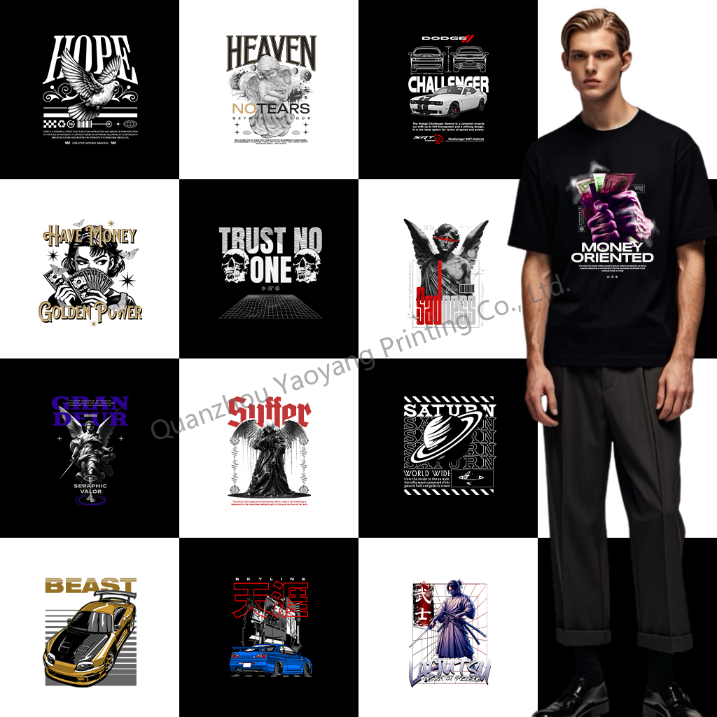 Custom DTF High Street Designs Iron on Sticker Transfer Printing Fabric Plastisol 3D Heat Transfers for T-Shirt Clothing