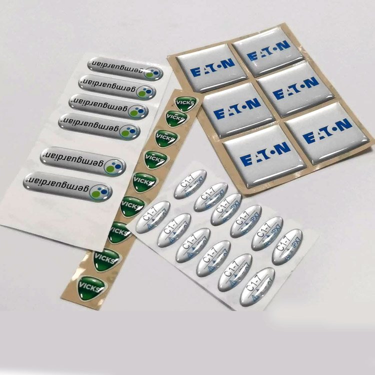 Cut Printable Dome 3D Clear Crystal Brushed Epoxy Resin Custom Logo Stickers Packaging Labels