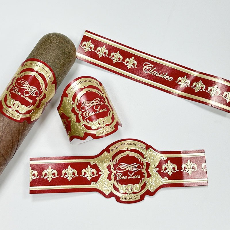 Waterproof UV Printing Customizable Adhesive Sticker Glossy Surface Finish PET PVC PP BOPP Custom Cigar Label Band Logo Stickers
