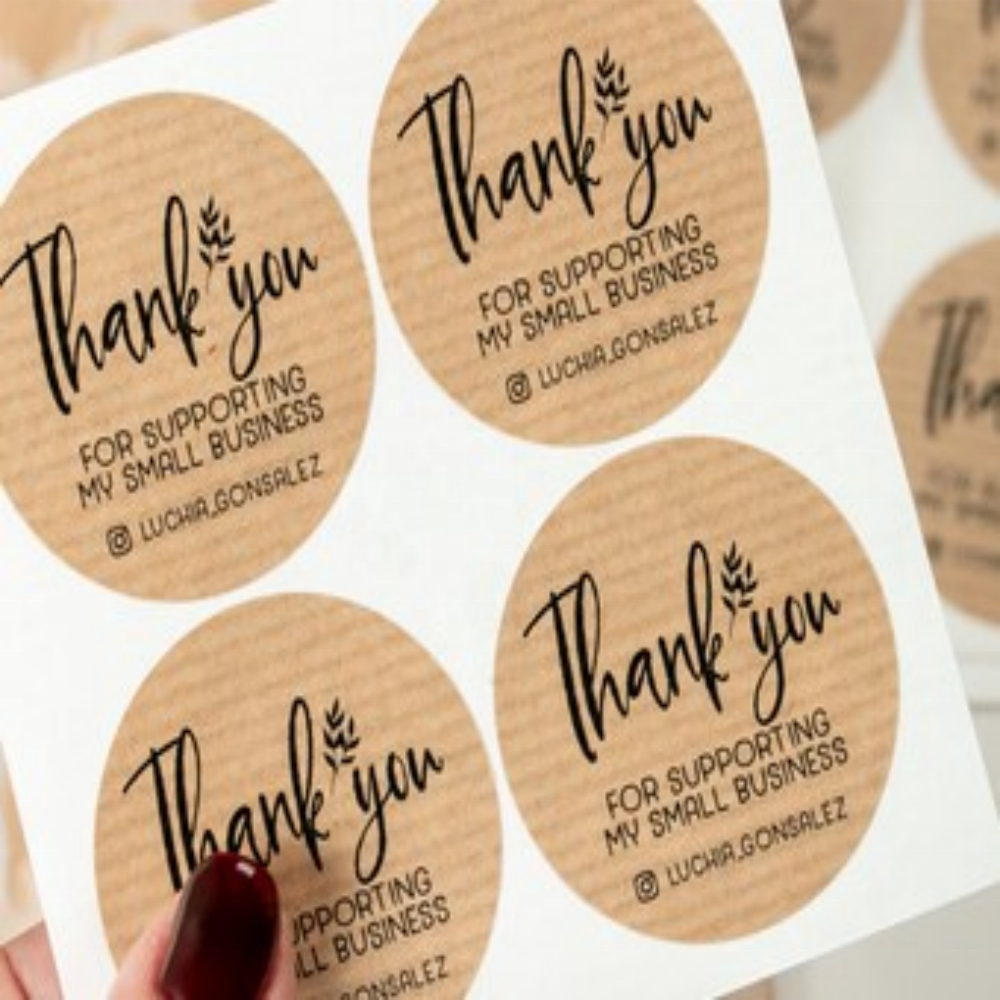 Custom business label coffee take-it-out Thank you label sticker food handwriting label design