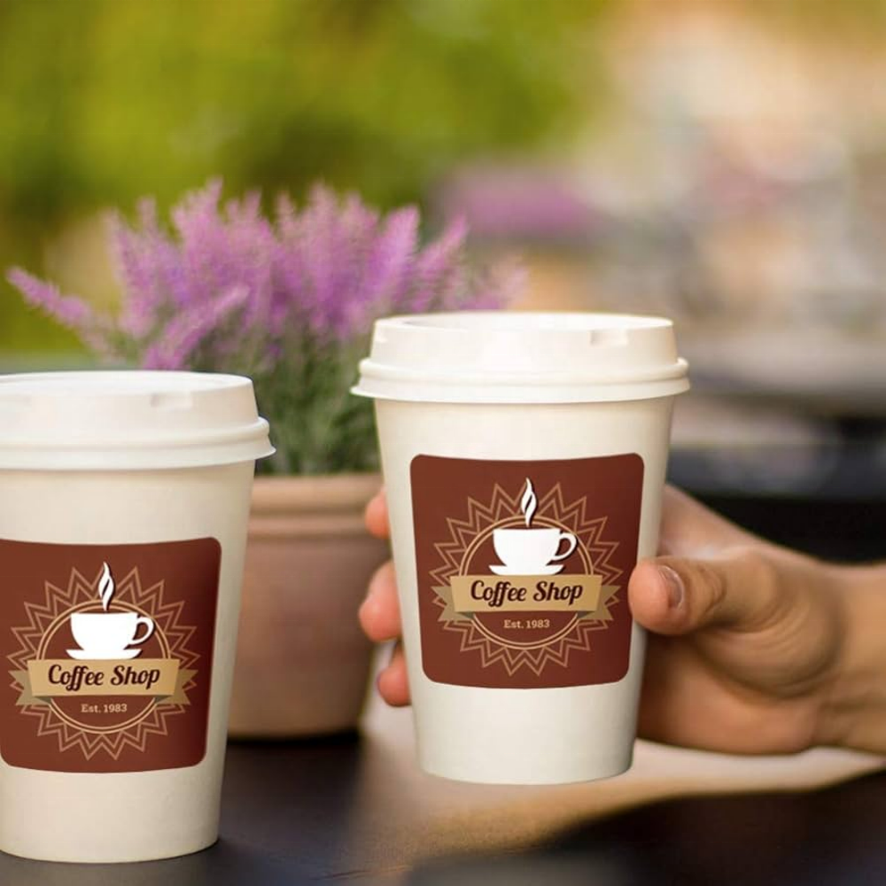 Custom business label coffee take-it-out Thank you label sticker food handwriting label design