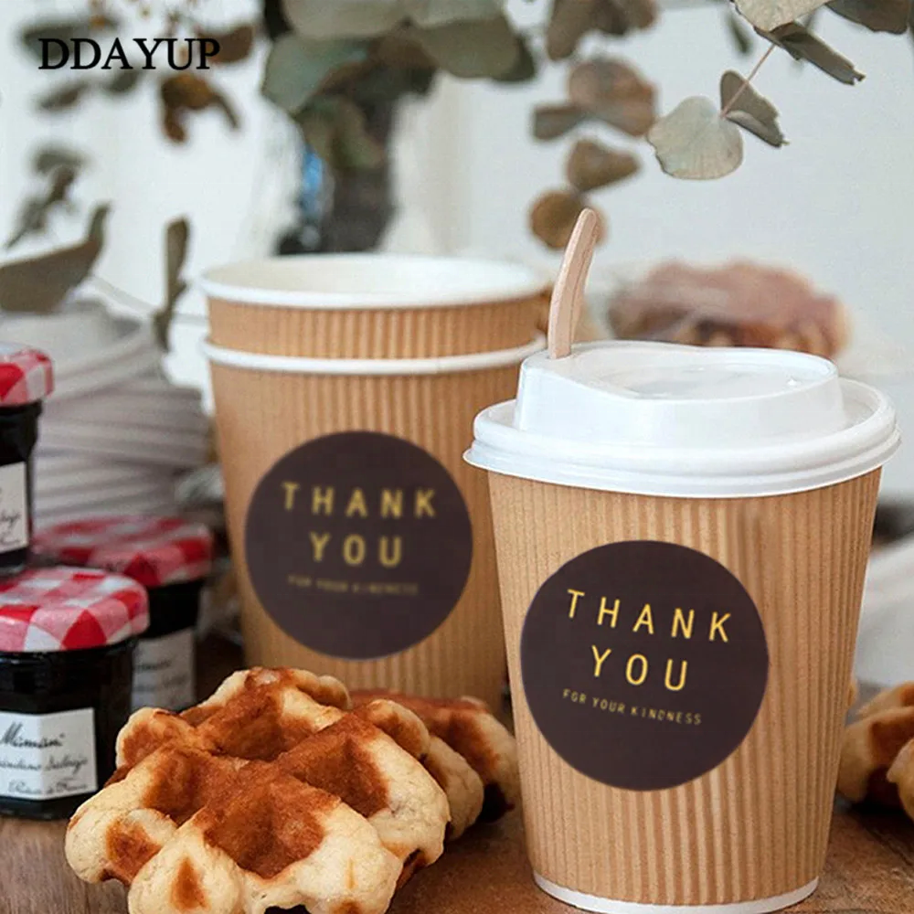 Custom business label coffee take-it-out Thank you label sticker food handwriting label design