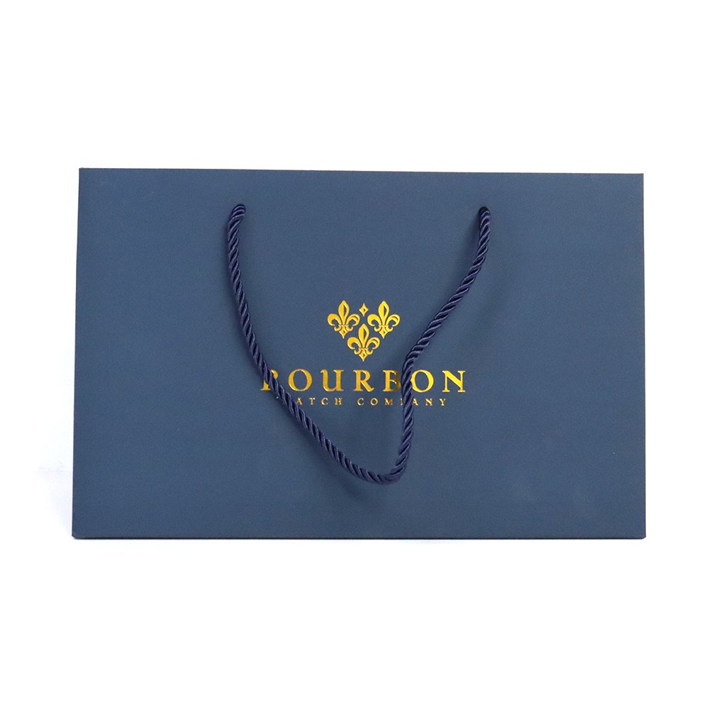 China Factory Gold Hot Stamping Logo Blue Paper Luxury Packaging Gift Shopping Bag For Fashion Apparel Jewelry