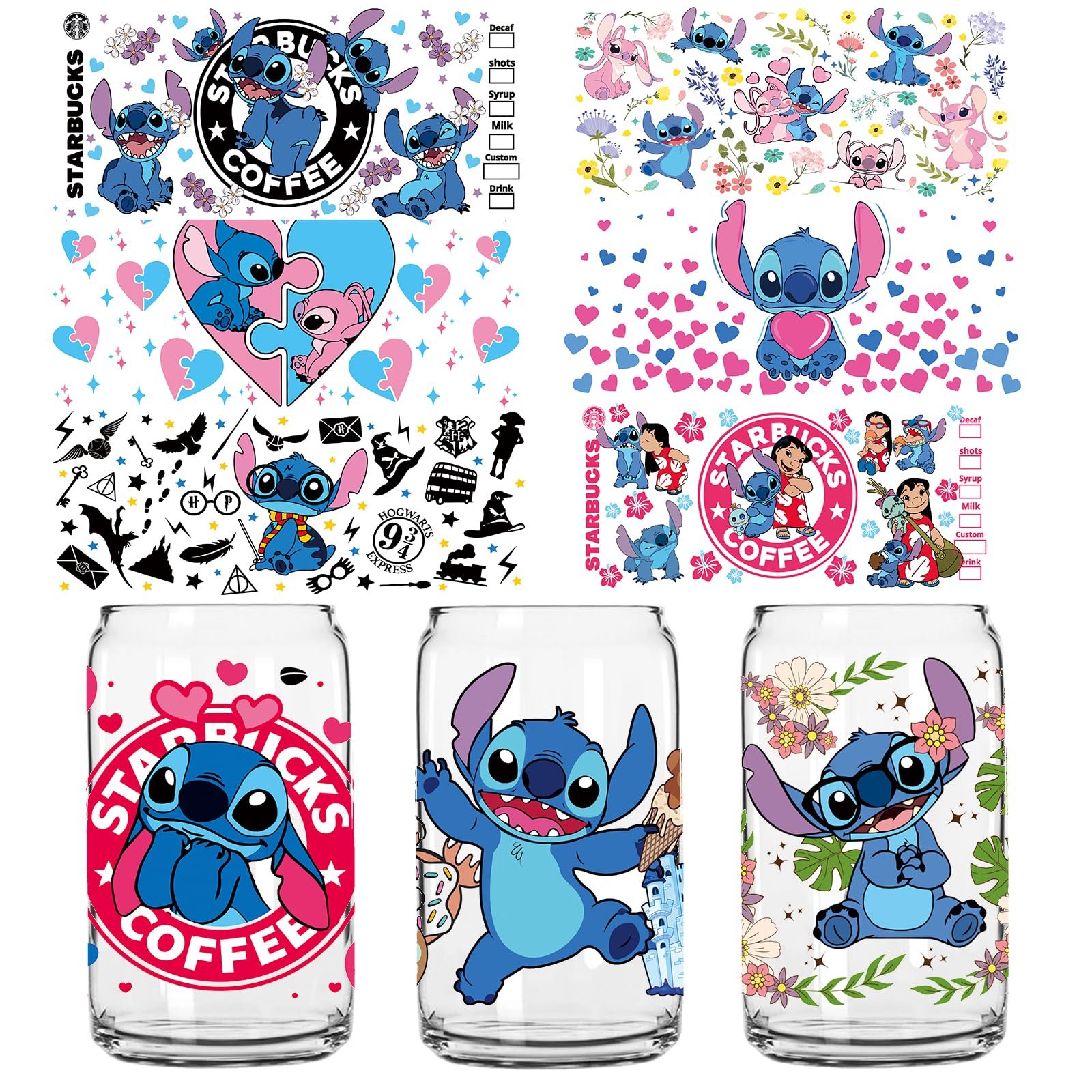 Custom UV DTF Transfer Sticker Wraps Waterproof PET Adhesive Sticker UV dtf cup wrap for 16OZ Libbey Glass Cups