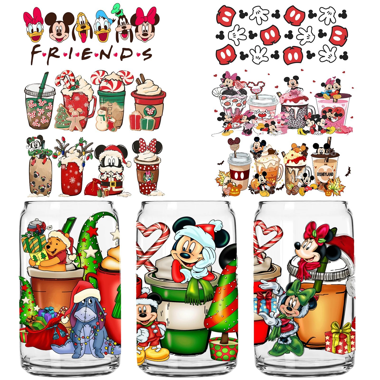Custom UV DTF Transfer Sticker Wraps Waterproof PET Adhesive Sticker UV dtf cup wrap for 16OZ Libbey Glass Cups