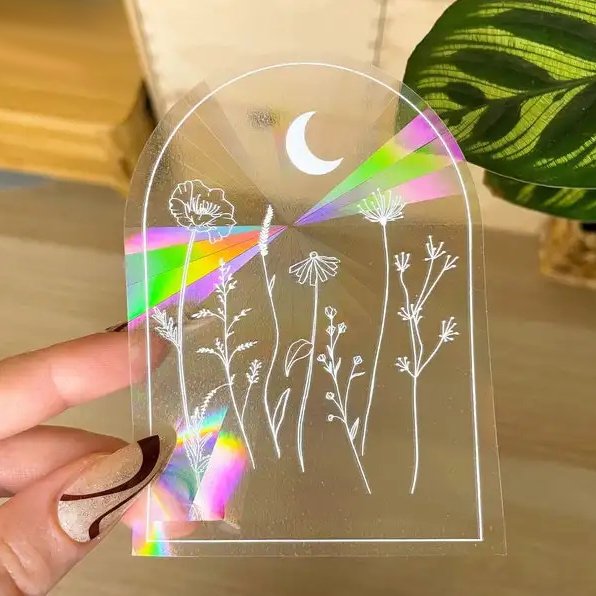 New Designs Sun Catcher Window Decal Stickers with Adhesive Custom prism Rainbow Maker Suncatcher Sticker