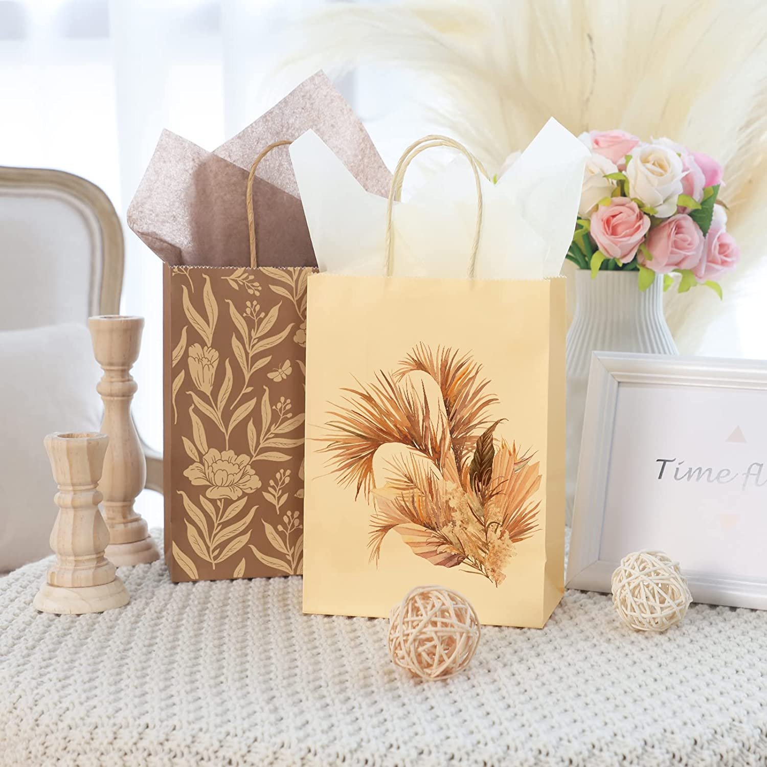 Favor Colored Candy Kraft Colored Paper Bag Wholesale Colors Party with Handle for Birthday Custom Offset Printing Recyclable