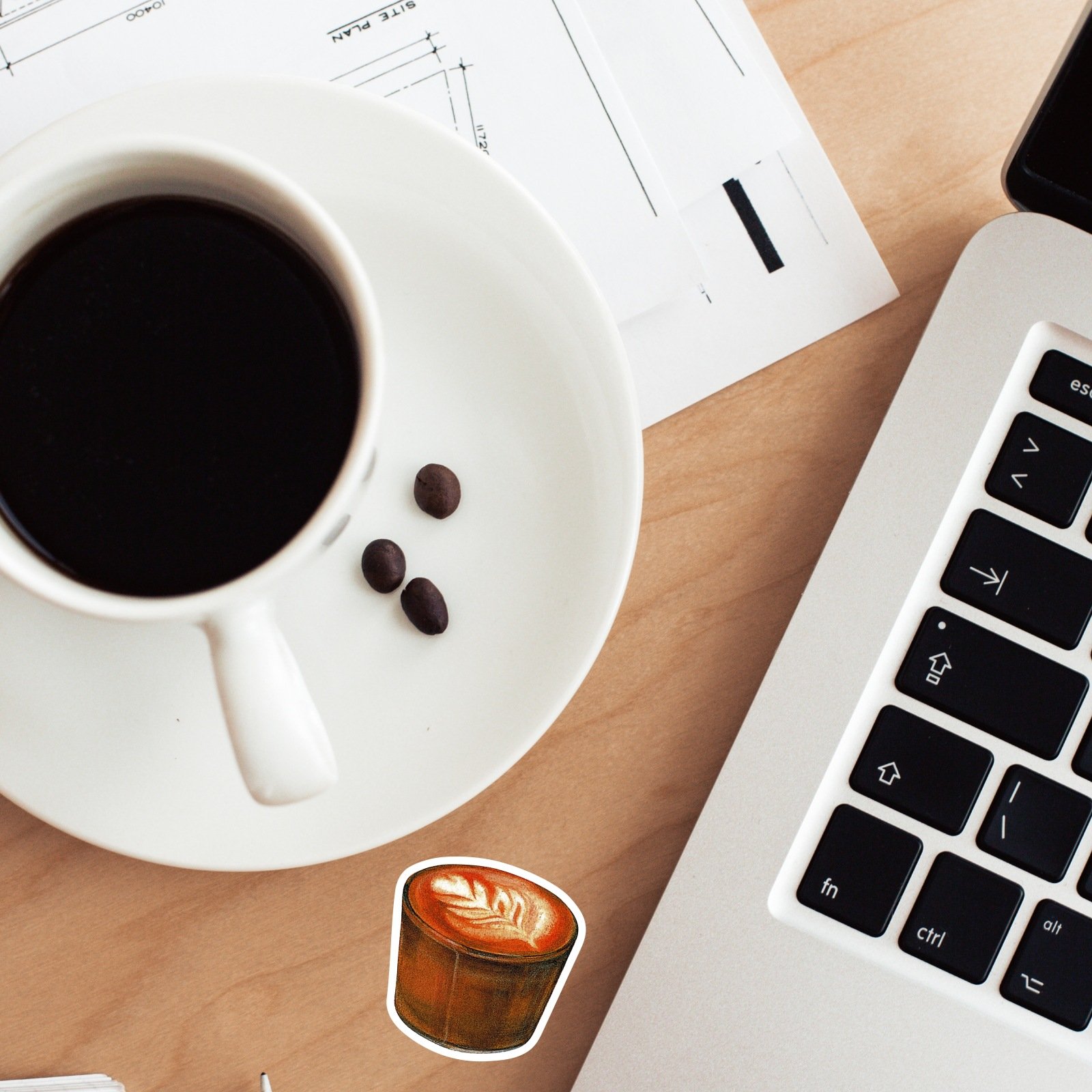 50Pcs Vintage Coffee Logo Cup Decorative Stickers For Bar Coffee Shop Gift Decor Cafe Bottle Baked Latte Sticker