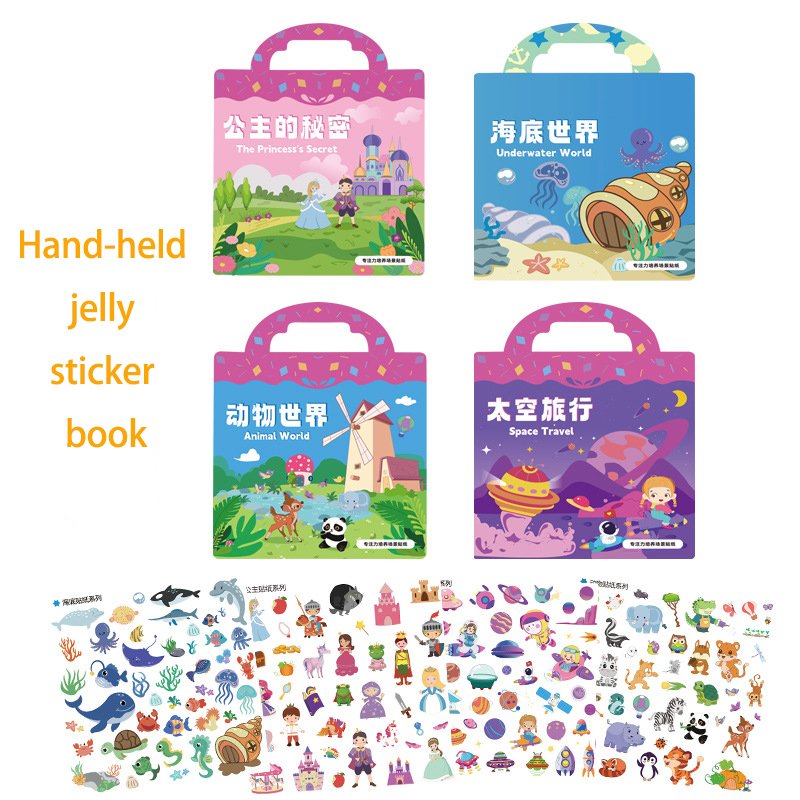 Reusable Children Educational Learning Sticker Book Custom Waterproof Activity Puzzle Game Gift For Kids jelly stickers book