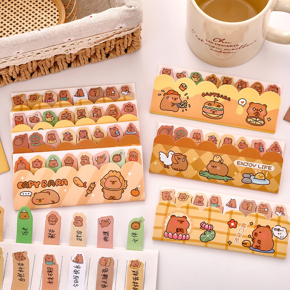 15 sheets per pack cartoon puffer fish rows stand convenience stickers cute marking index stickers capybara sticky notes