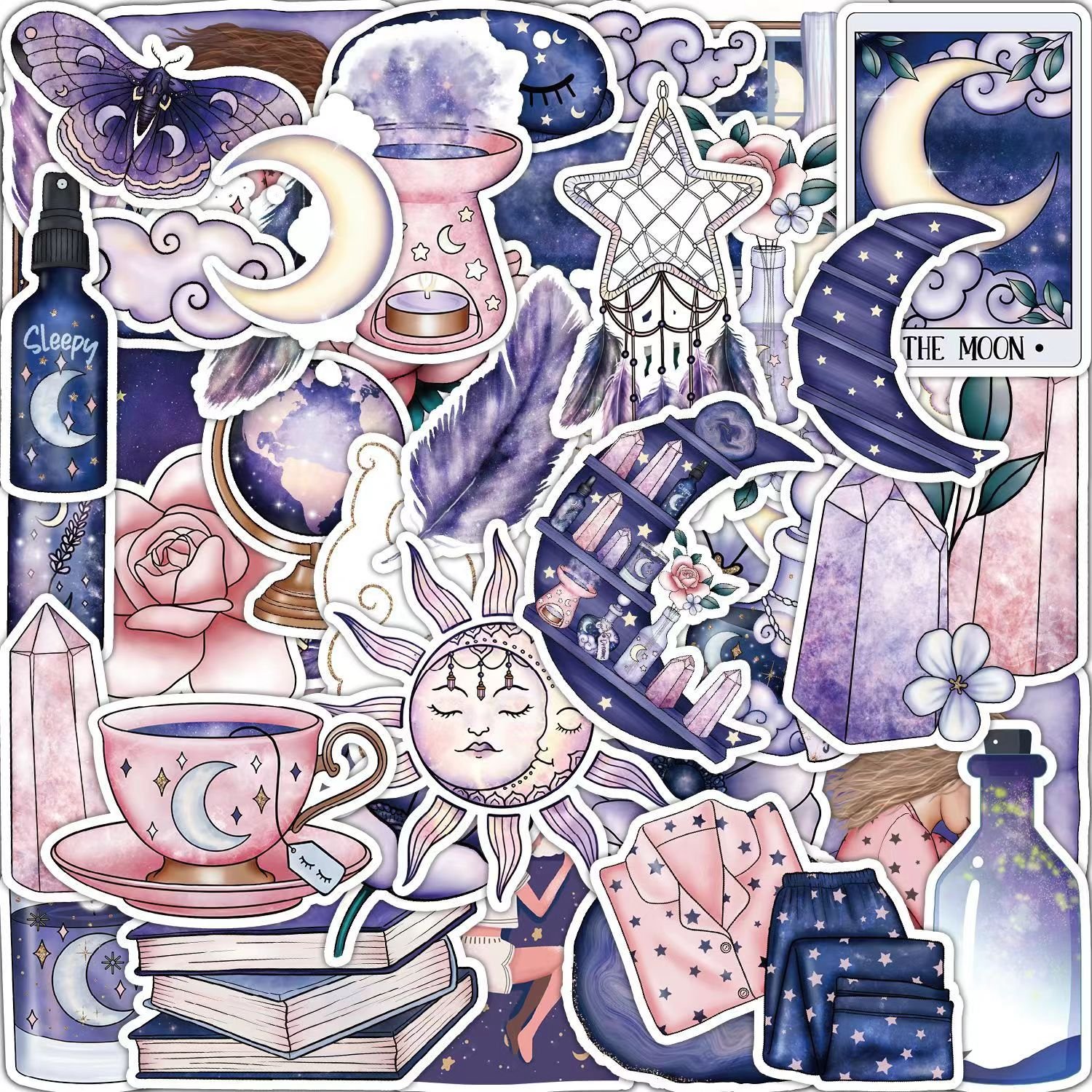 e-50pcs Constellation card graffiti stickers for mobile phone glass computer decorative stickers waterproof children's cartoon s