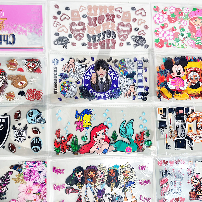 Popular Design Sticker Small Business UV DTF Cup Wraps Starter Kit UV DTF Cup Wraps Transfers Sticker Mug Glass Cup