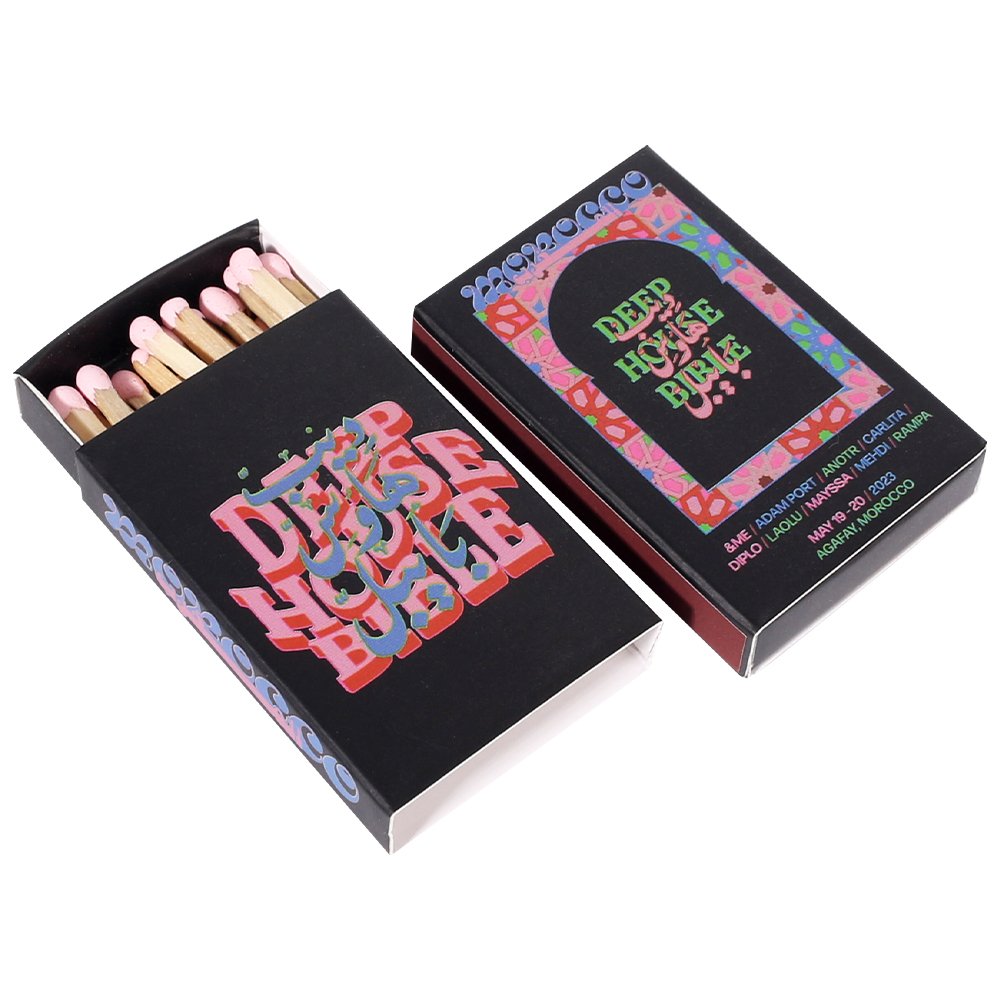 Printing Paper Custom 50 Stickers Matches Packaging Matchbox 50pcs Match Stick Package Matchstick 50 Pieces Per Matchbox