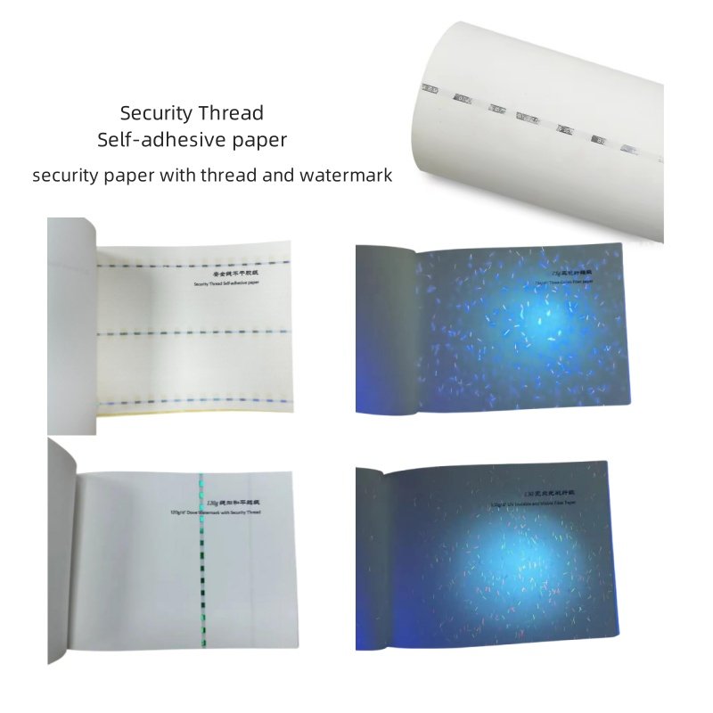 Qiang Qiang Custom Silver metallic thread, blue-green metallic thread, 75% cotton 25% linen security paper with watermark