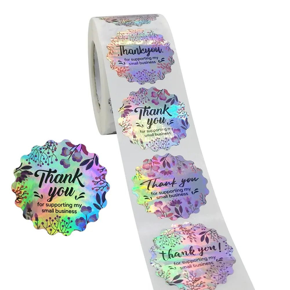 Custom Logo Label Sticker Print Adhesive Waterproof Vinyl Paper Round Thank You Stickers Roll Packaging Labels Custom Stickers