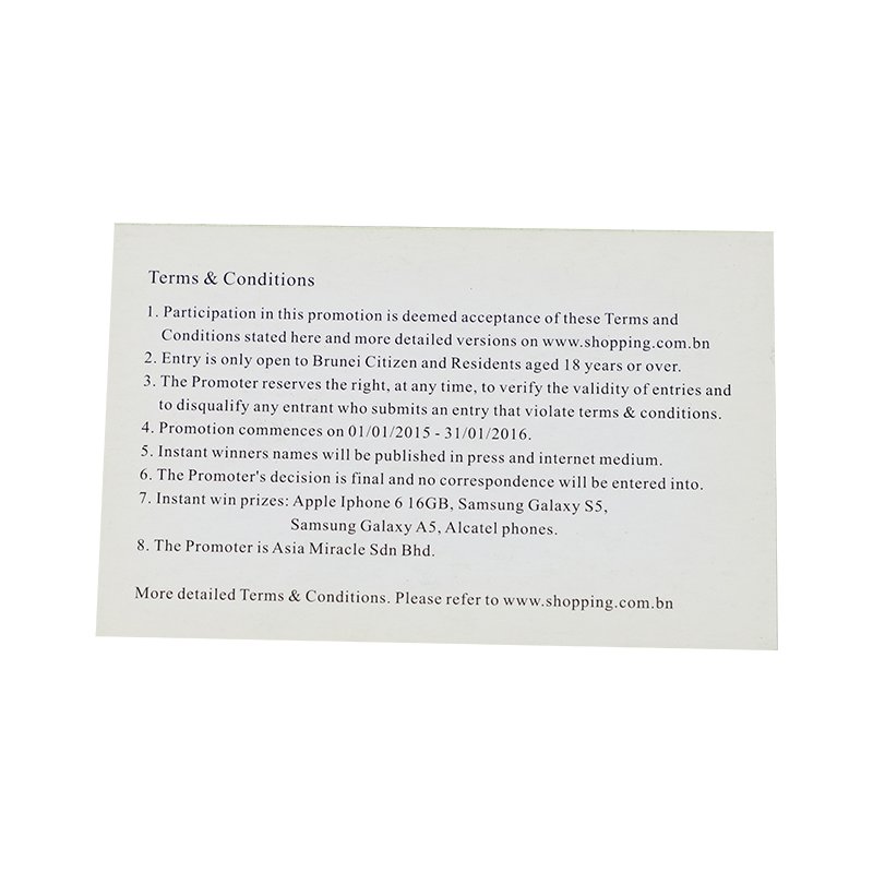 Wholesale High Quality Printing Discount Scratch Loyalty Gift Lottery Sticker Card