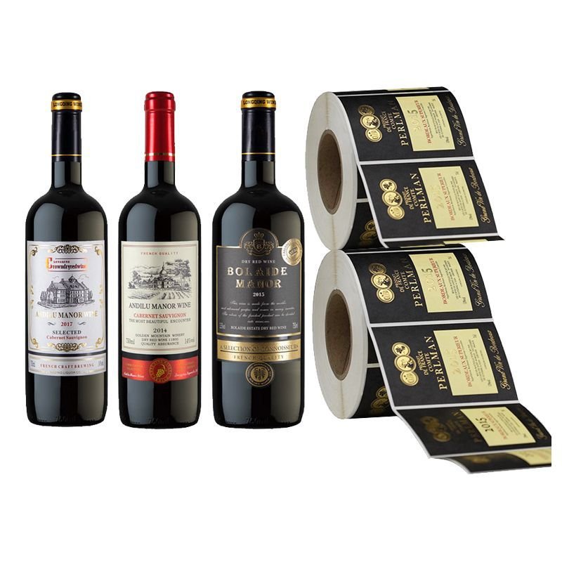 Gold Foil Embossed Textured Paper Wine Label Sticker Custom Printing Personalized Wine Label Etiquette De Vin