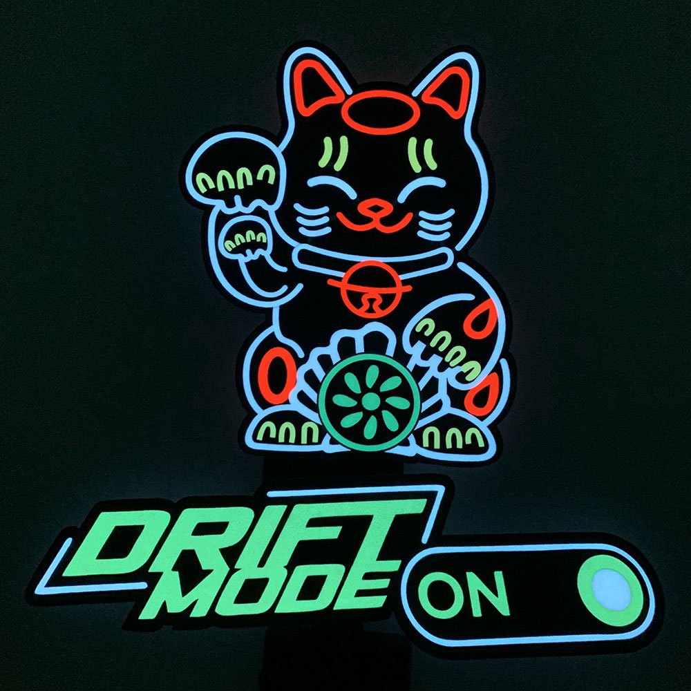Newest Lucky Cat Sign JDM Custom DIY EL luminous logo flexible LED lighting car sticker Wanted GTA Electric Sticker