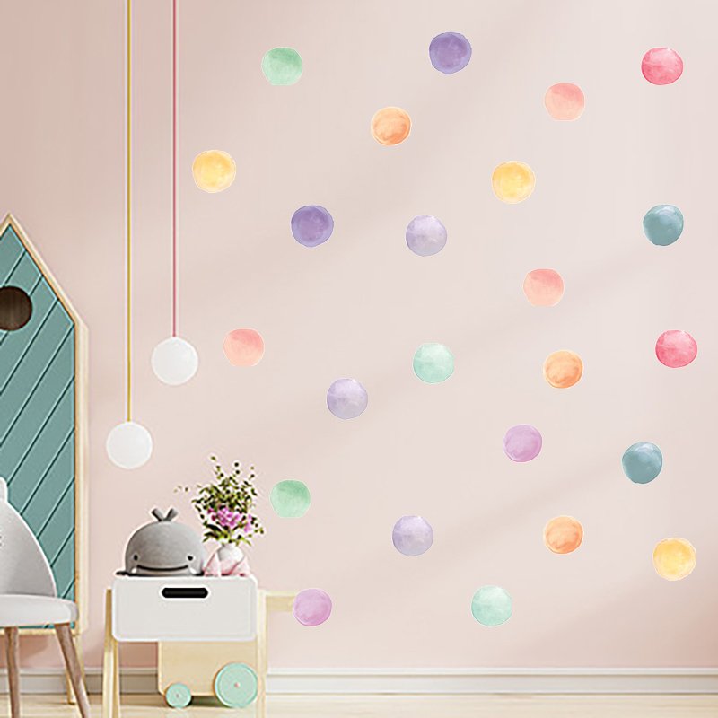 Colored Dots Wall Sticker Self Adhesive Colorful Dot Decal Creative Kid's Bedroom Wallpaper Cartoon Children's Decorative Murals