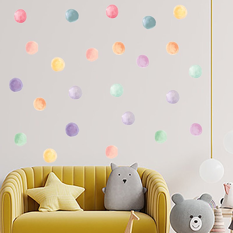 Colored Dots Wall Sticker Self Adhesive Colorful Dot Decal Creative Kid's Bedroom Wallpaper Cartoon Children's Decorative Murals