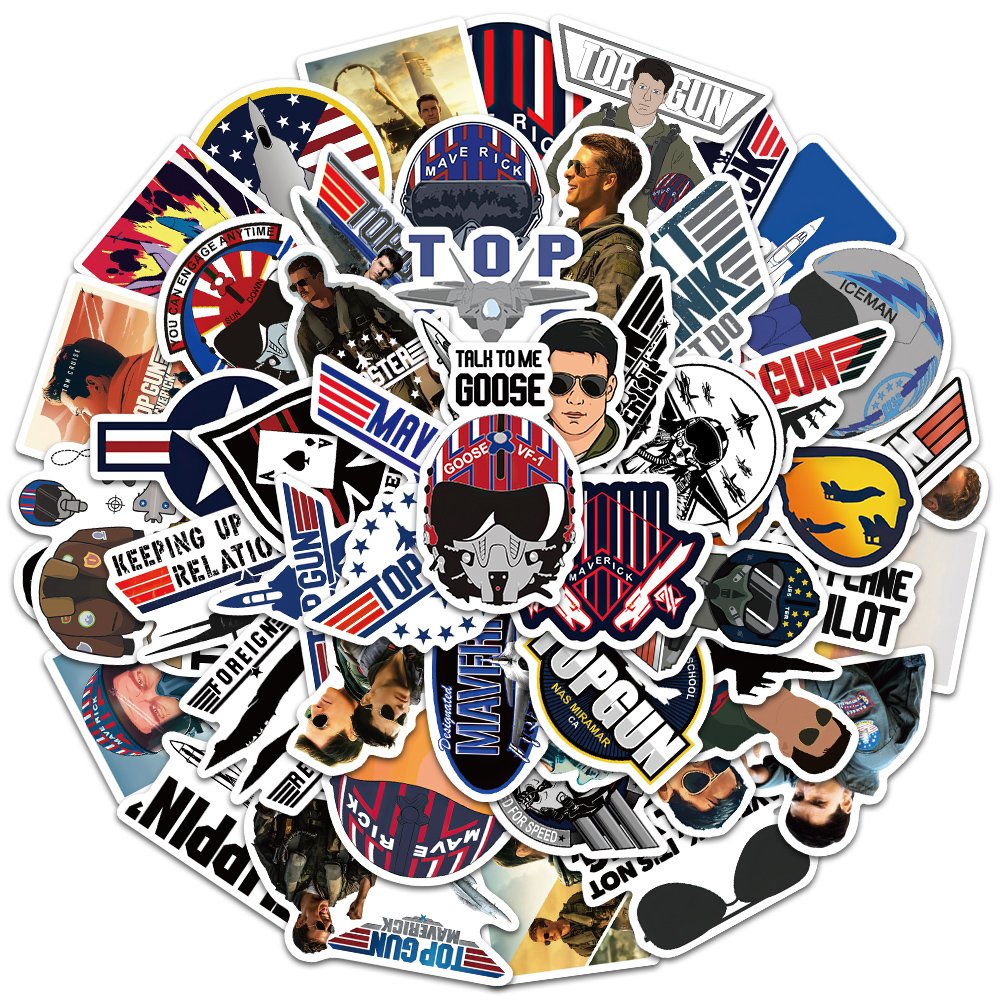 50pcs Top Gun Maverick Movie Cartoon Stickers Diy Skateboard Laptop Phone Case Helmet Car Waterproof Toys Cool Die Cut Sticker